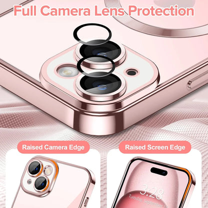 Magnetic Clear Case Compatible with Iphone 15, Flexible Fashion Cover, Black