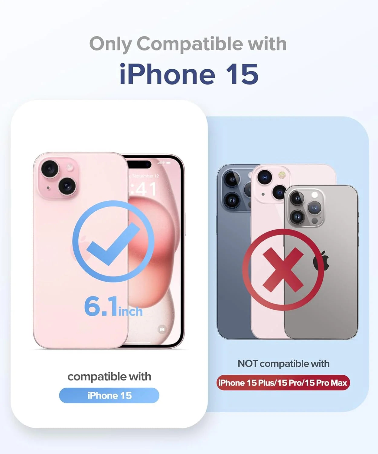Magnetic Clear Case Compatible with Iphone 15, Flexible Fashion Cover, Black