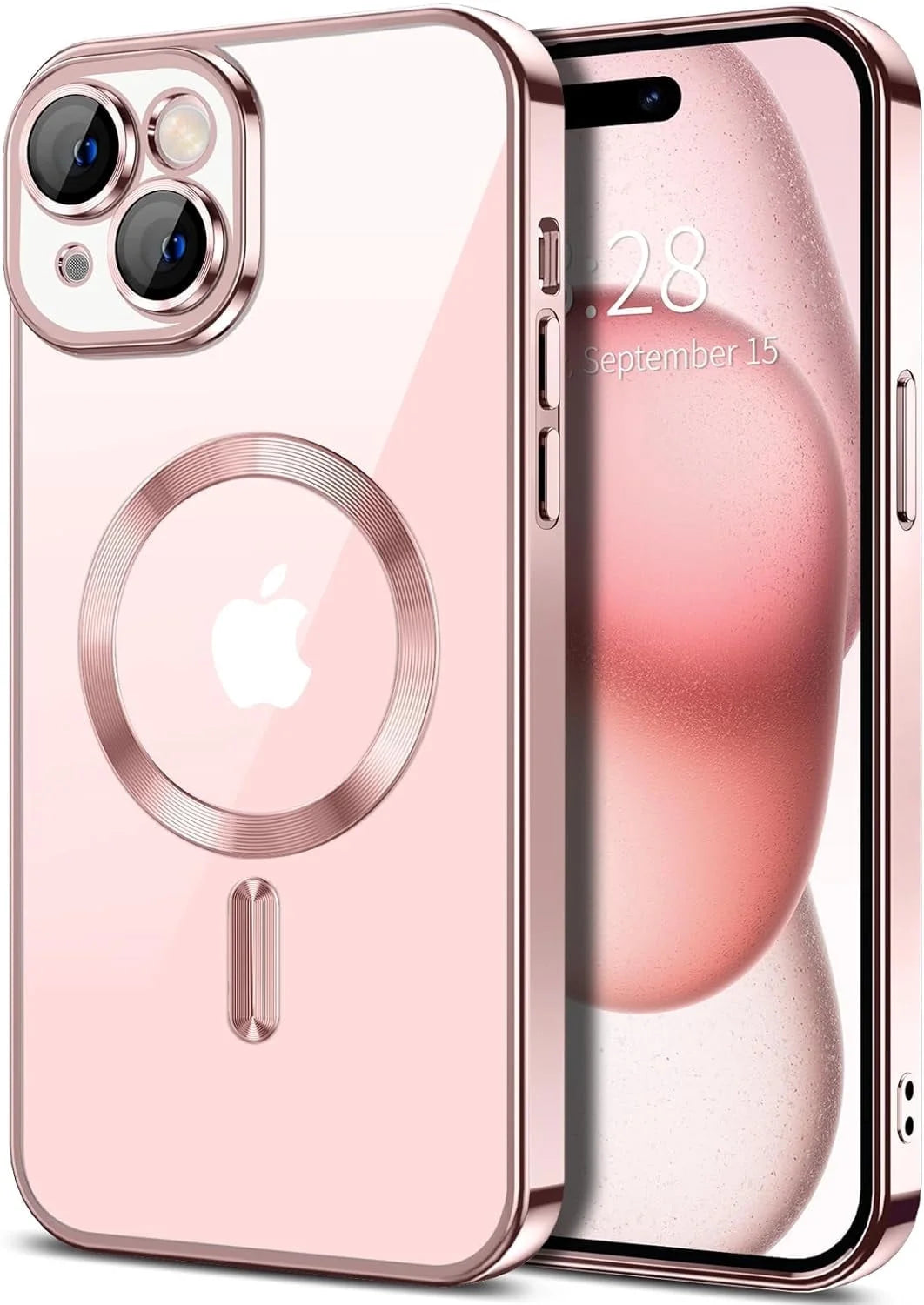 Magnetic Clear Case Compatible with Iphone 15, Flexible Fashion Cover, Black